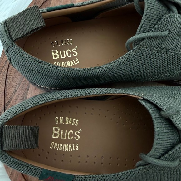 GH‎ Bass Pasadena Knit Buck Mens 9.5M Army Green Oxford Shoes BAZ2B421 NIB main image 8